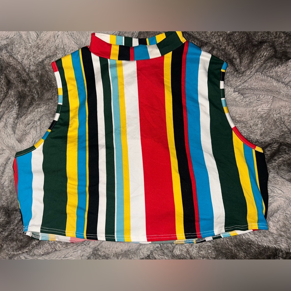 Cropped Multi color crew neck tank top